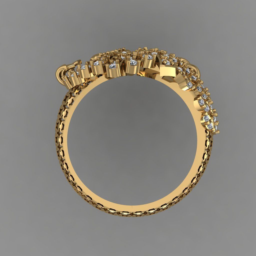 Daimond RIng With Plain Leaves Like Octopus 3D ring model 3D print model_3