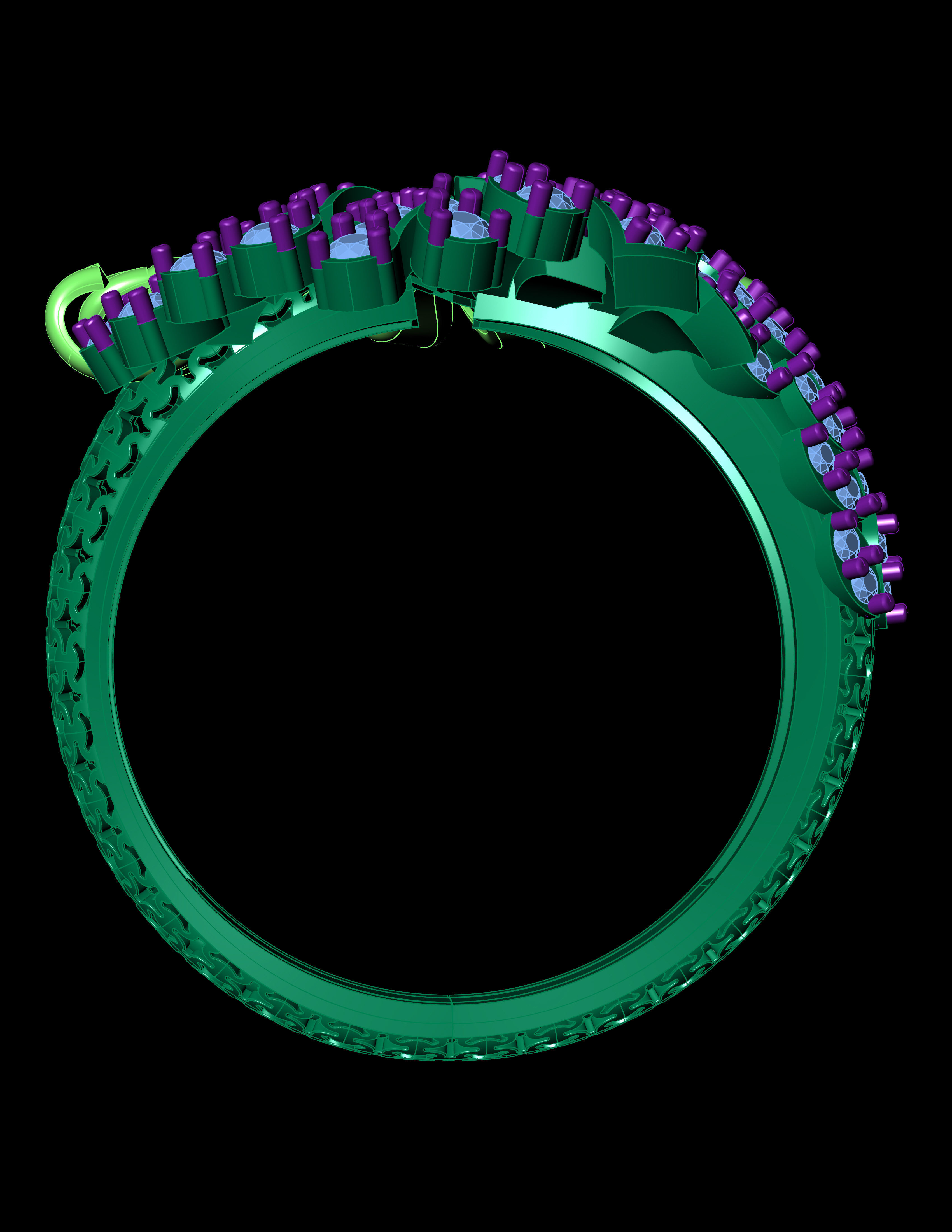 Daimond RIng With Plain Leaves Like Octopus 3D ring model 3D print model_13