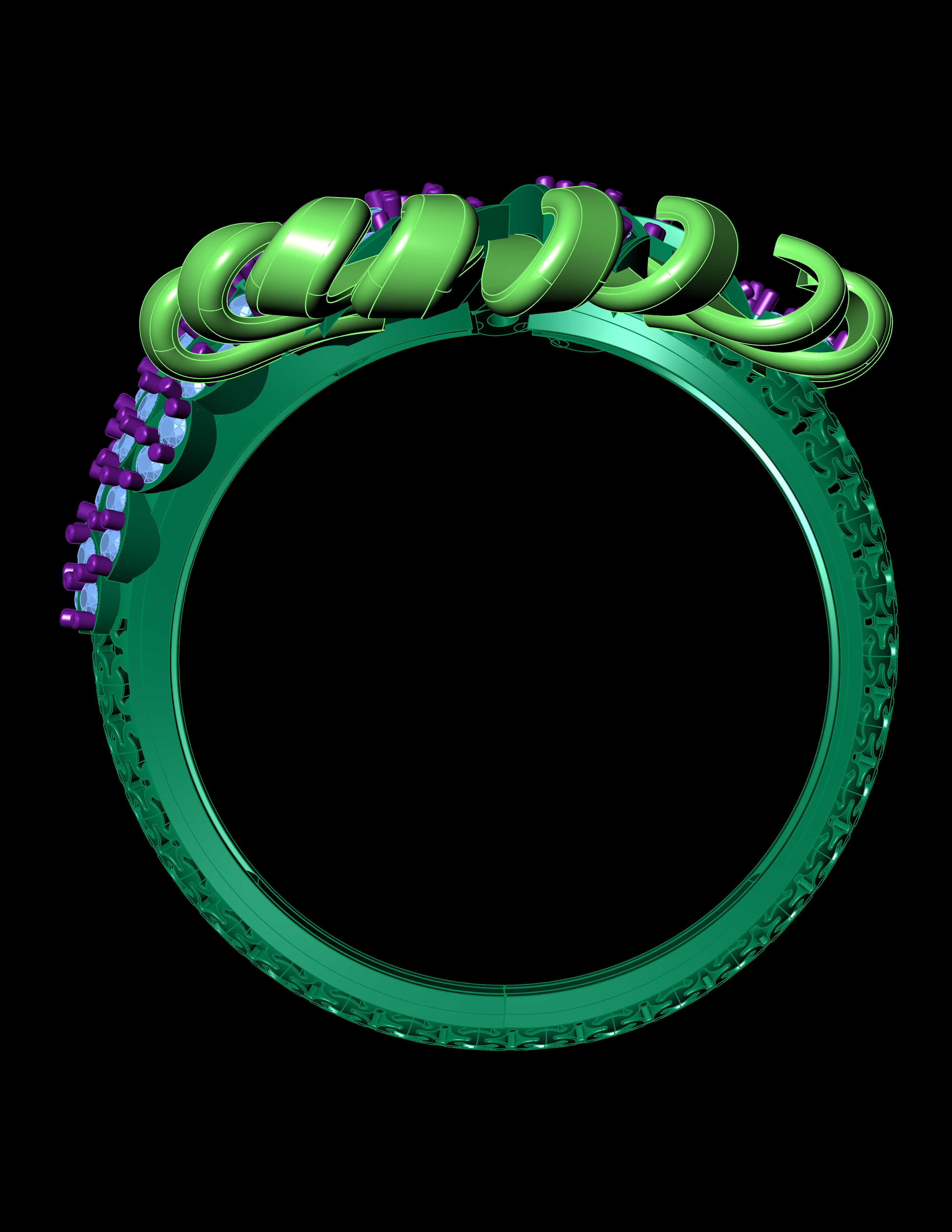 Daimond RIng With Plain Leaves Like Octopus 3D ring model 3D print model_14
