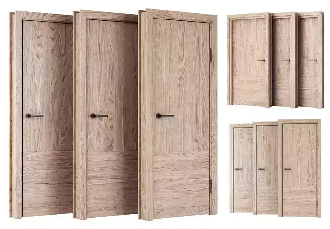 Wooden Door Set V13  3D model