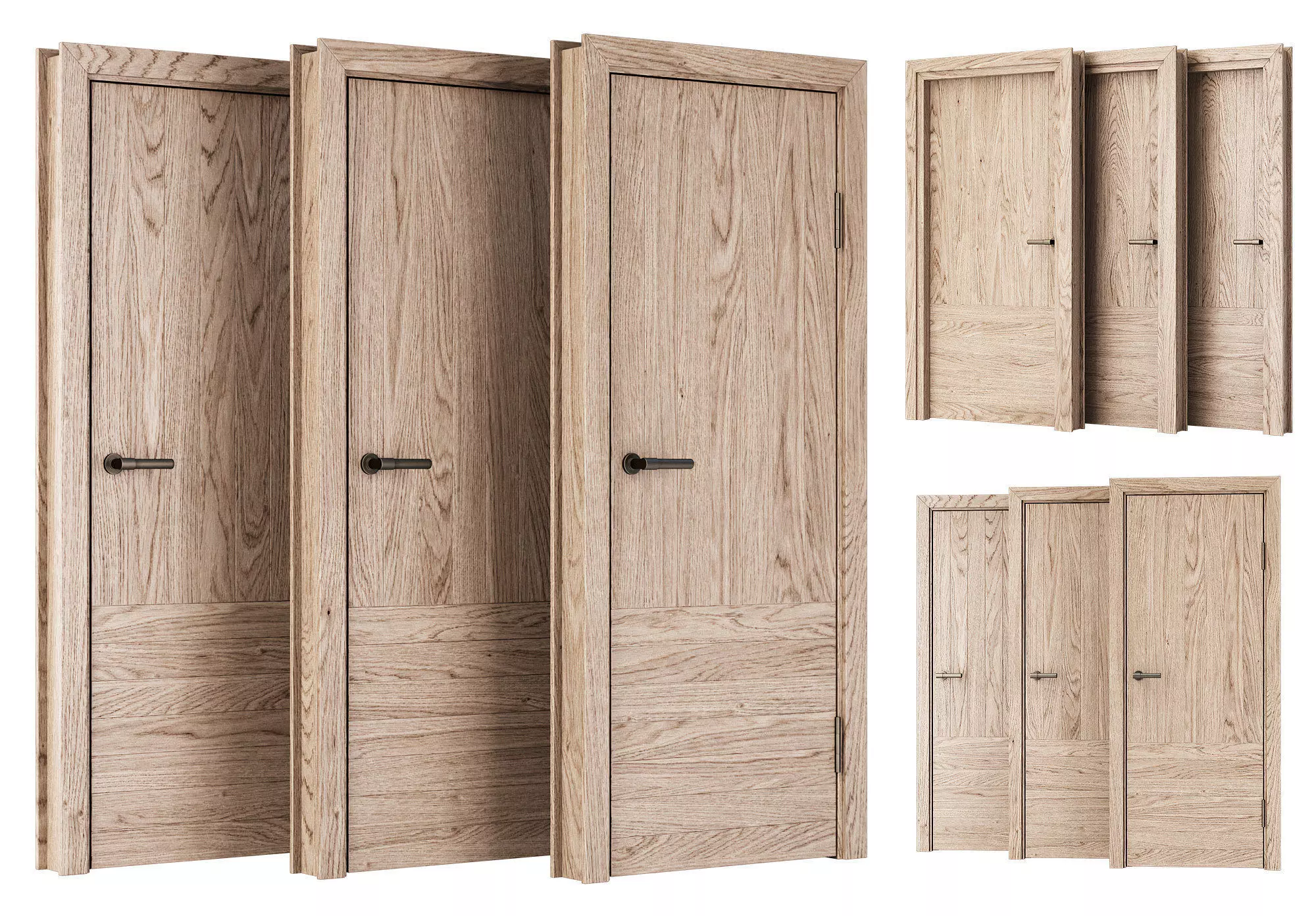 Wooden Door Set V13  3D model_0