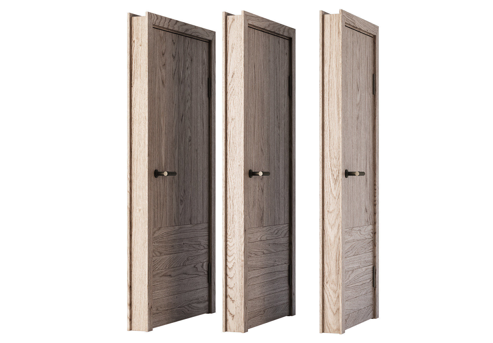 Wooden Door Set V13  3D model_5