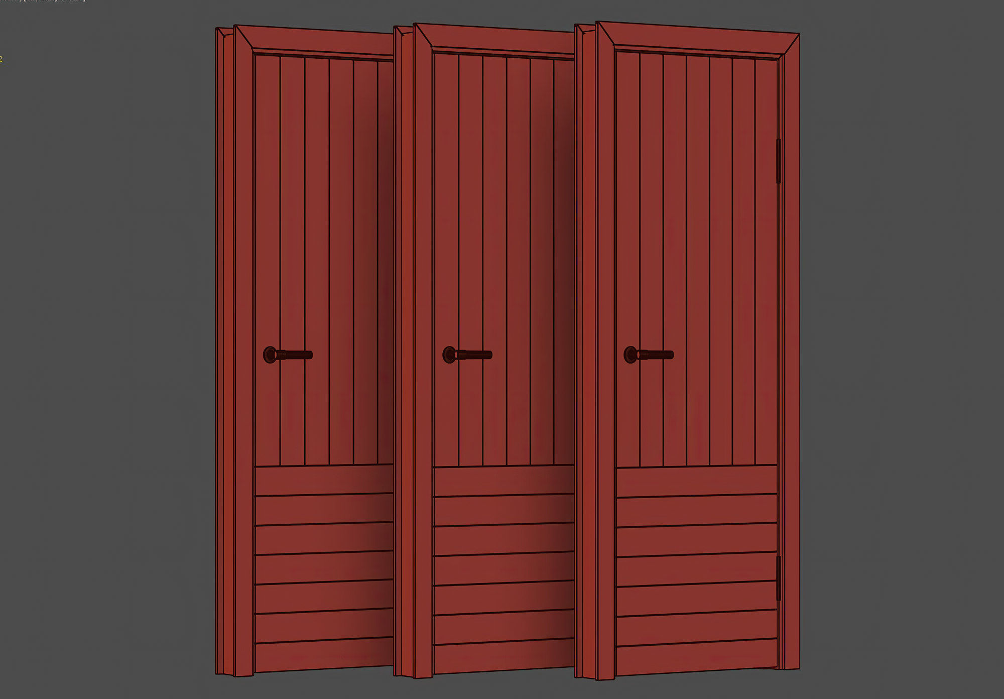 Wooden Door Set V13  3D model_7