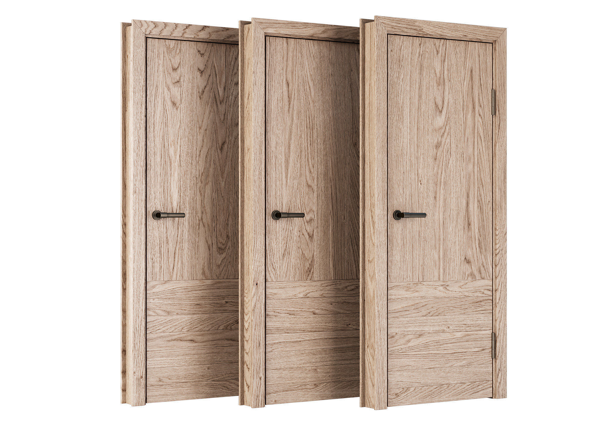 Wooden Door Set V13  3D model_2