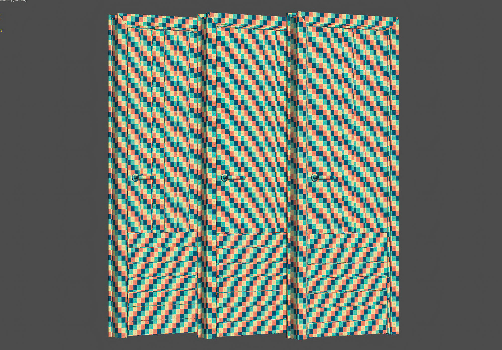 Wooden Door Set V13  3D model_6