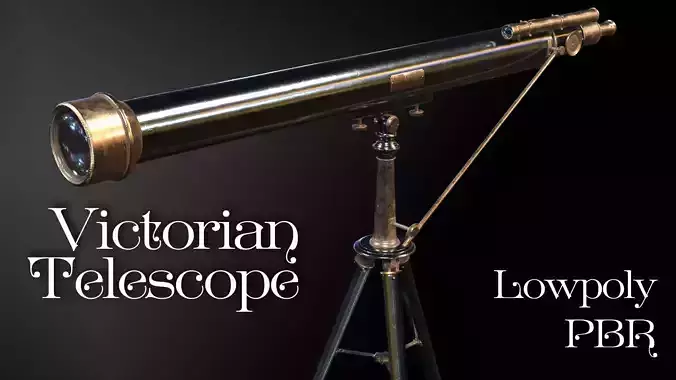  Victorian Telescope Low-poly 3D model