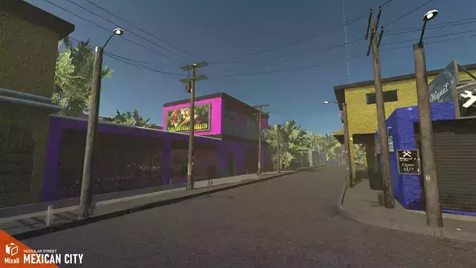 Mexican City - modular street  Low-poly 3D model