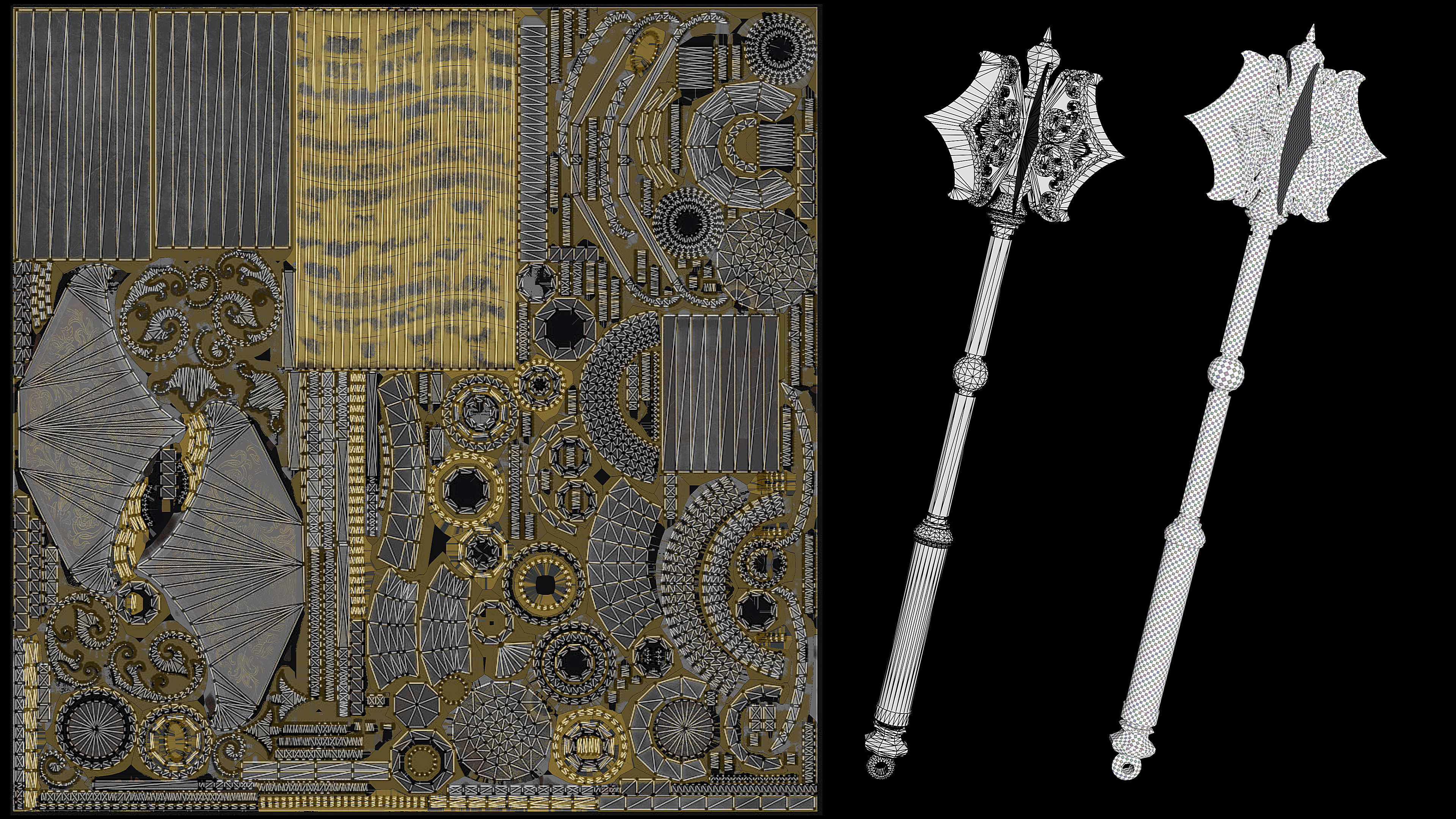 Medieval templar battle mace Game ready Low-poly 3D model_7