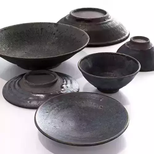 Japanese Tableware Set 8 Low-poly 3D model