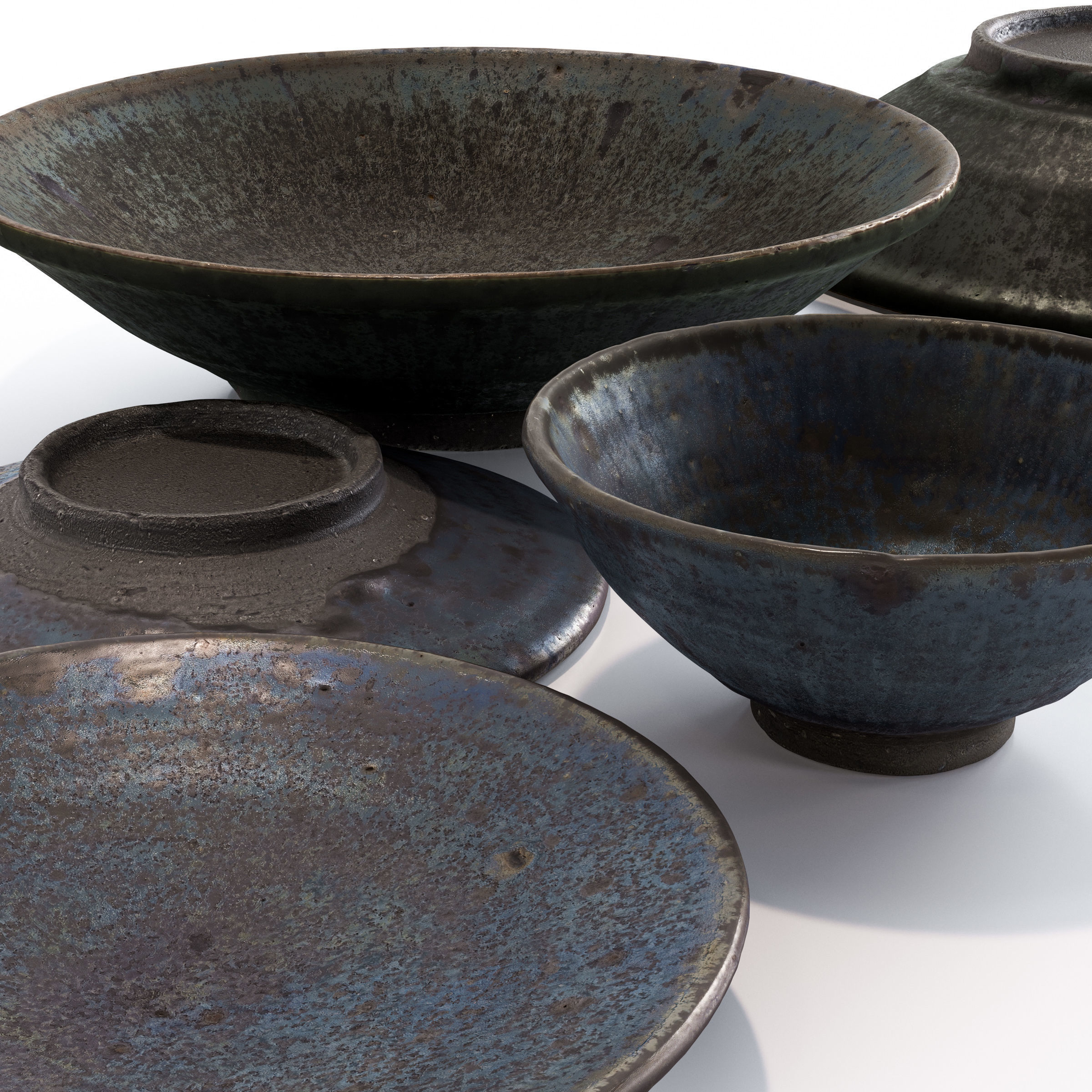 Japanese Tableware Set 8 Low-poly 3D model_2