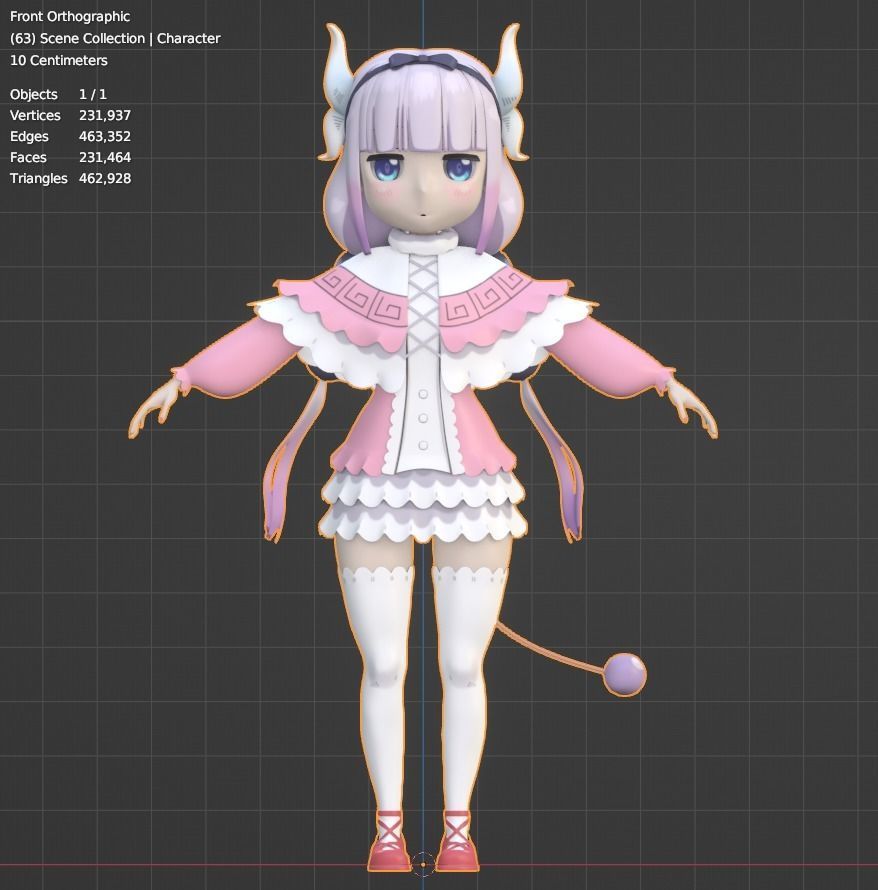 Anime Character Stylized 3d model plus anime outline model  Low-poly 3D model_2