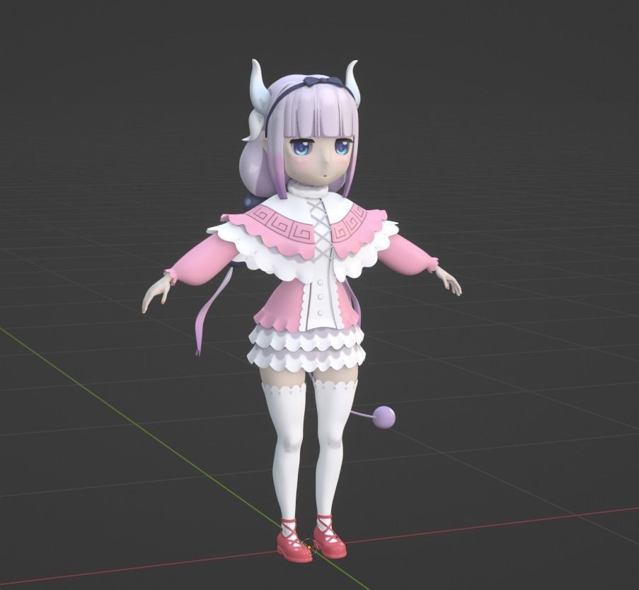 Anime Character Stylized 3d model plus anime outline model  Low-poly 3D model_3
