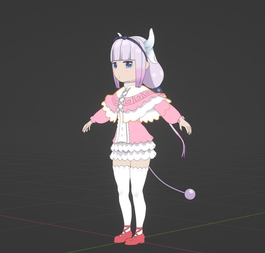 Anime Character Stylized 3d model plus anime outline model  Low-poly 3D model_4