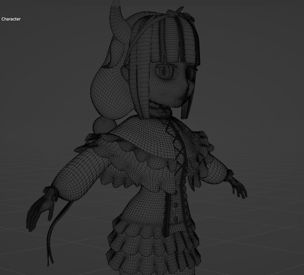 Anime Character Stylized 3d model plus anime outline model  Low-poly 3D model_5