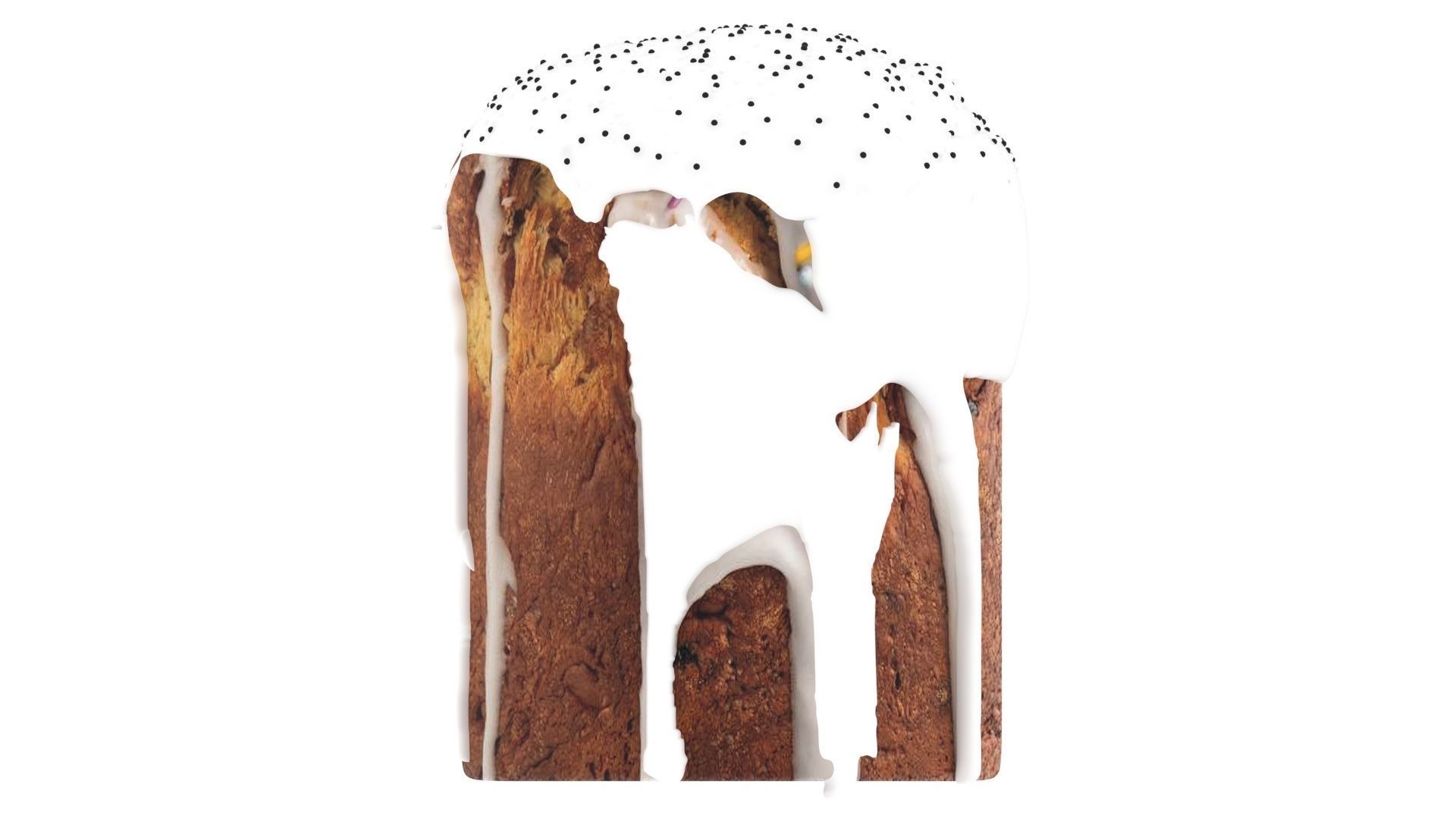 Easter Kulich With Black and White Sprinkles 3D model_13