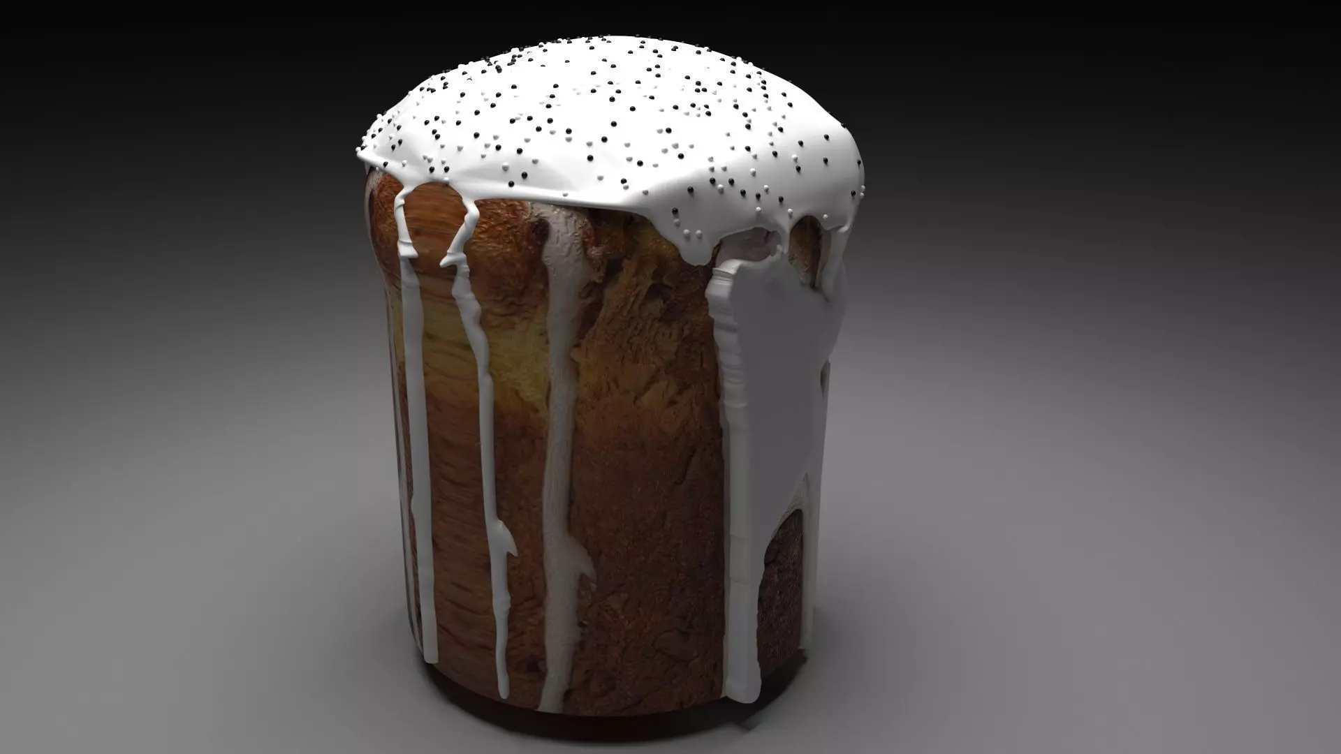 Easter Kulich With Black and White Sprinkles 3D model_0