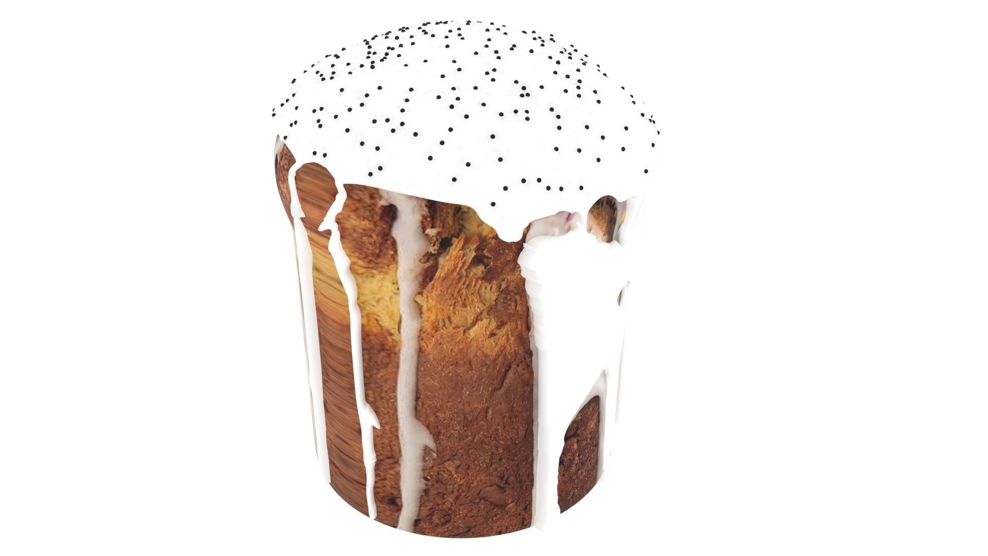 Easter Kulich With Black and White Sprinkles 3D model_8