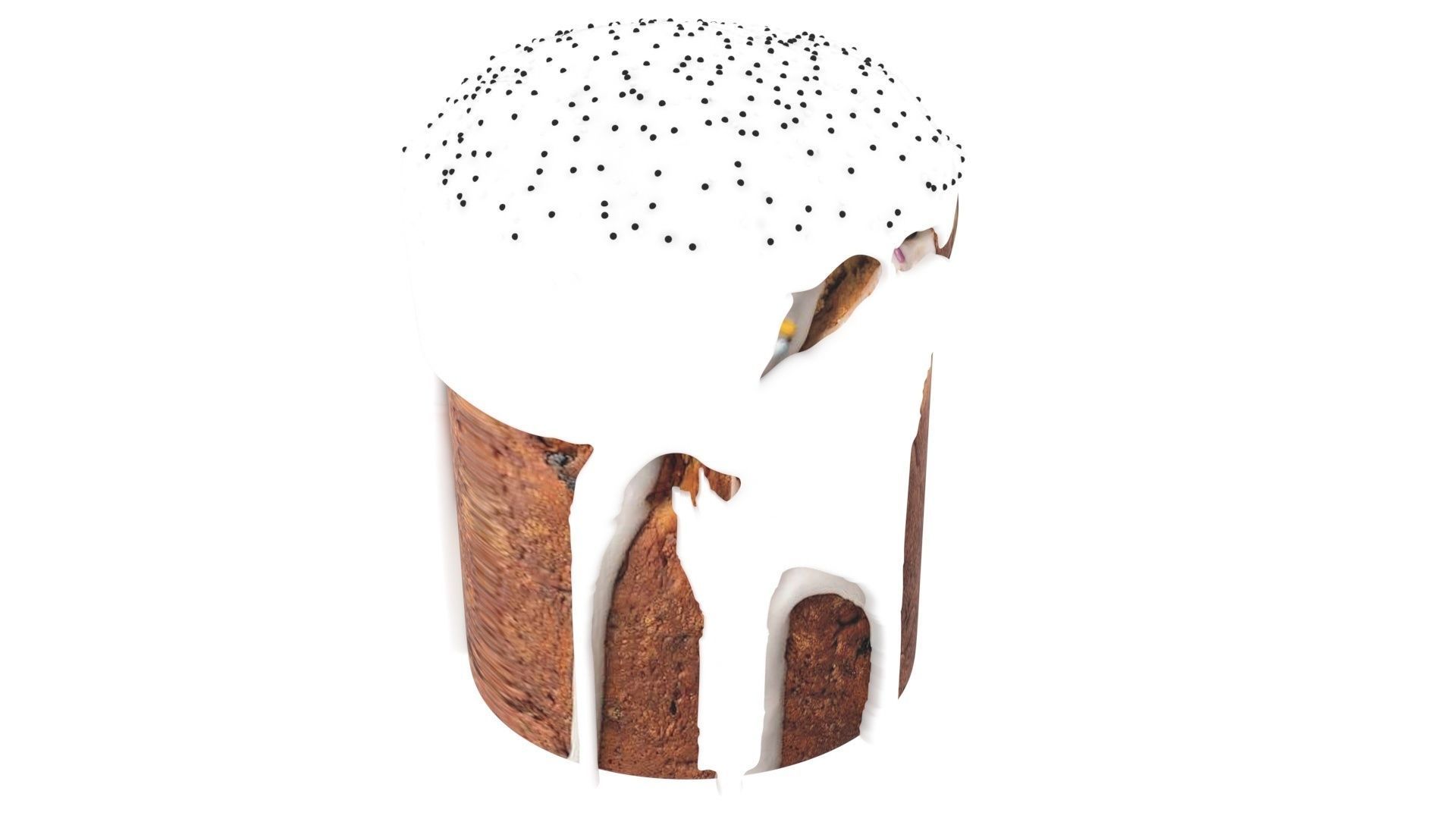 Easter Kulich With Black and White Sprinkles 3D model_10