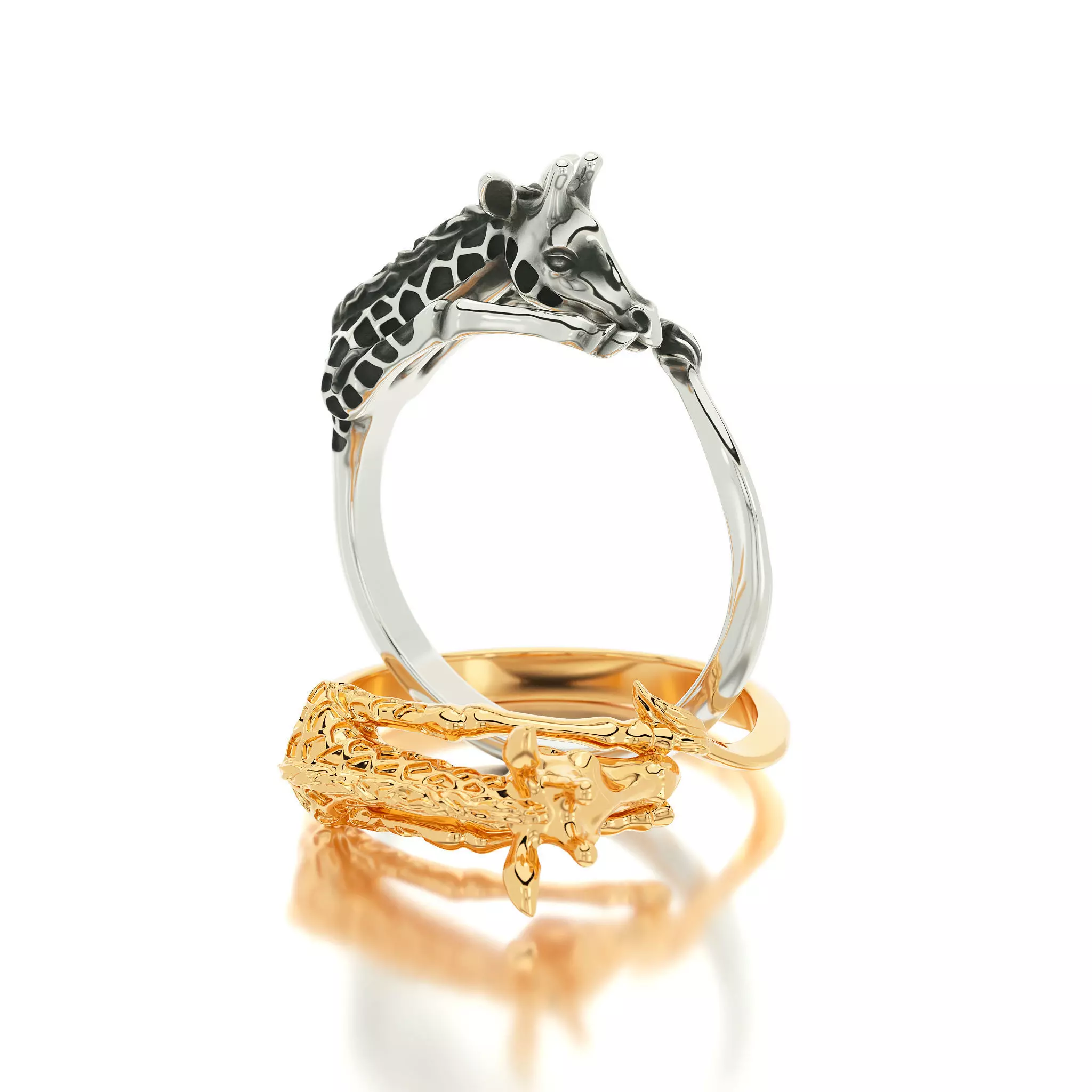 Giraffe silver ring 3D print model