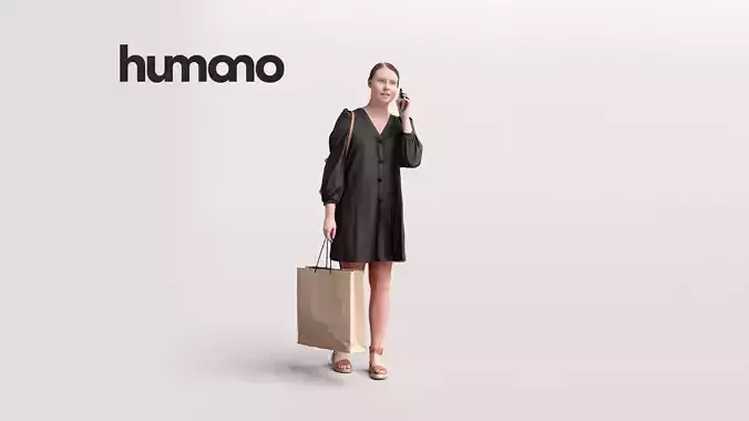 Humano Shopping Woman with phone 2208-3- 3D model
