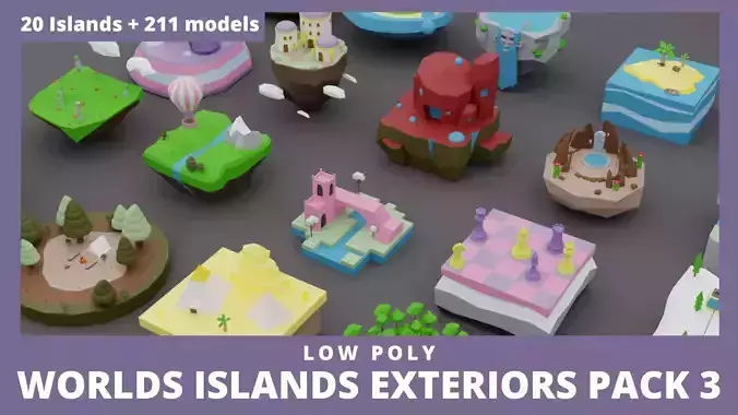 Low Poly Worlds Islands Exteriors Pack 3 Low-poly 3D model