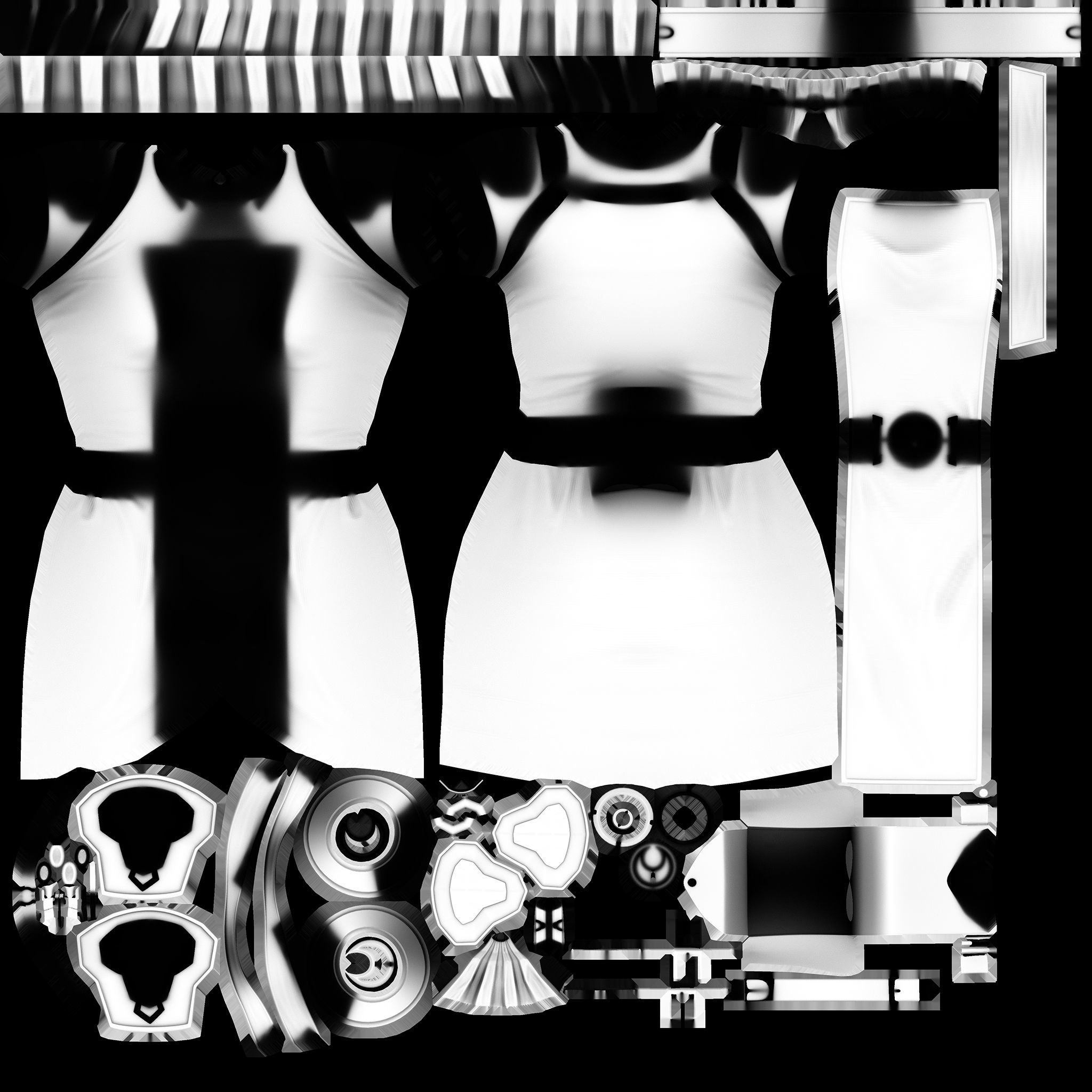 Female Blue Cosplay Steampunk Dress Low-poly 3D model_12