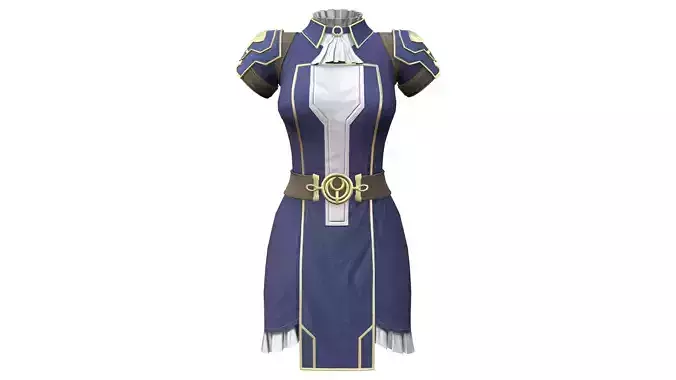 Female Blue Cosplay Steampunk Dress Low-poly 3D model Female Blue Cosplay Steampunk Dress Low-poly 3D model