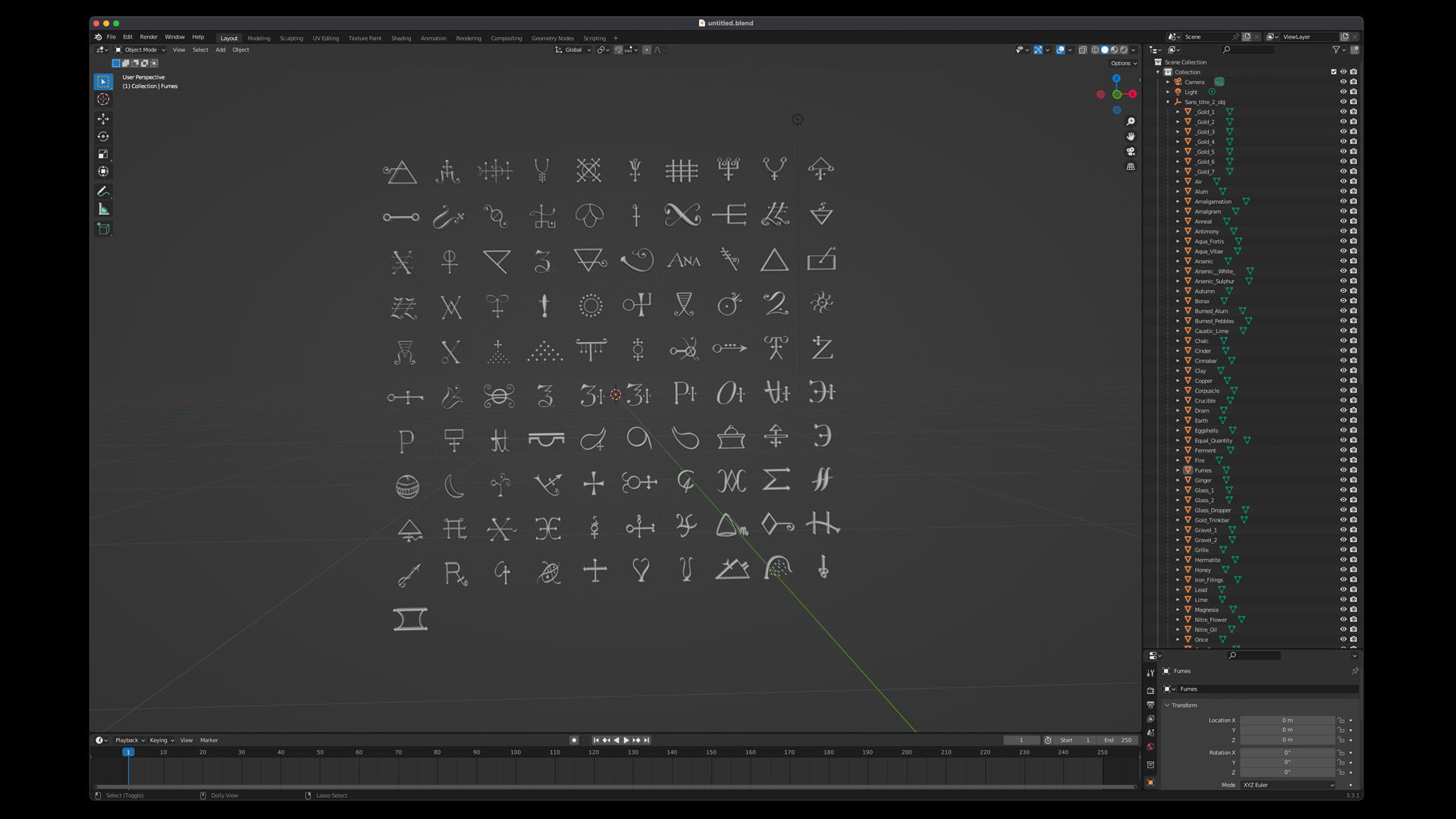 Freemason and alchemist Ancient 3d symbol 3D model_2