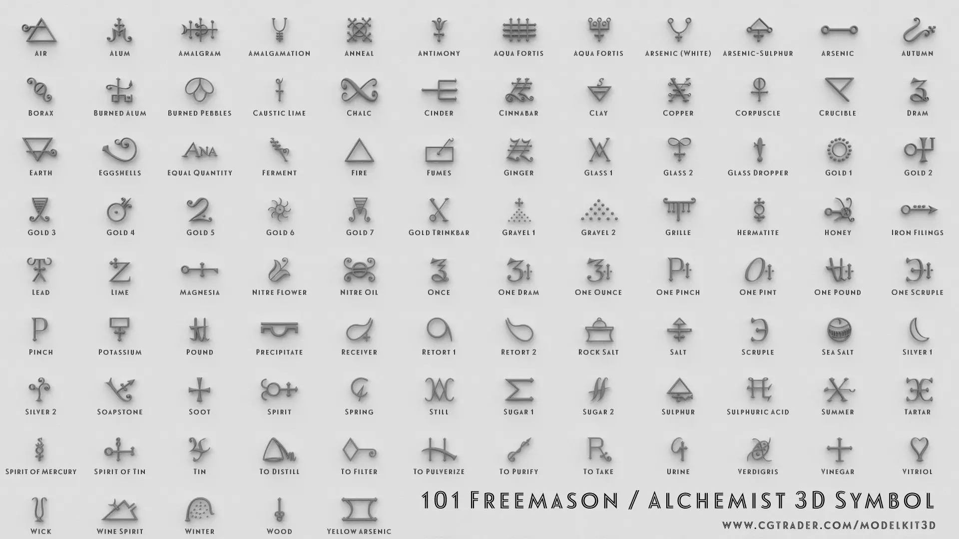 Freemason and alchemist Ancient 3d symbol 3D model_0