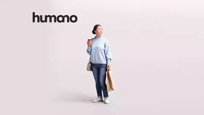 Humano Shopping Asian Woman 2208-11 3D model