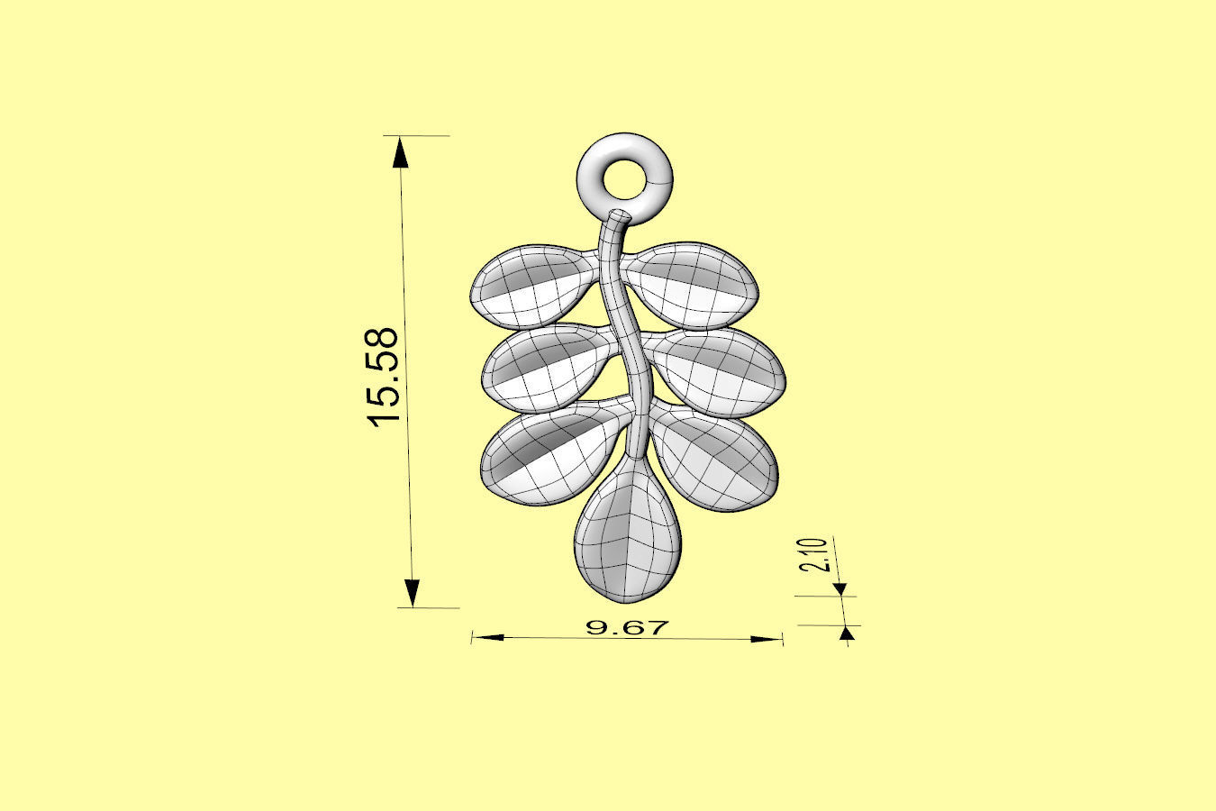 Leaf Charm Set - Ash Tree Leaf Charm for Ring Earrings Bracelet 3D print model_15