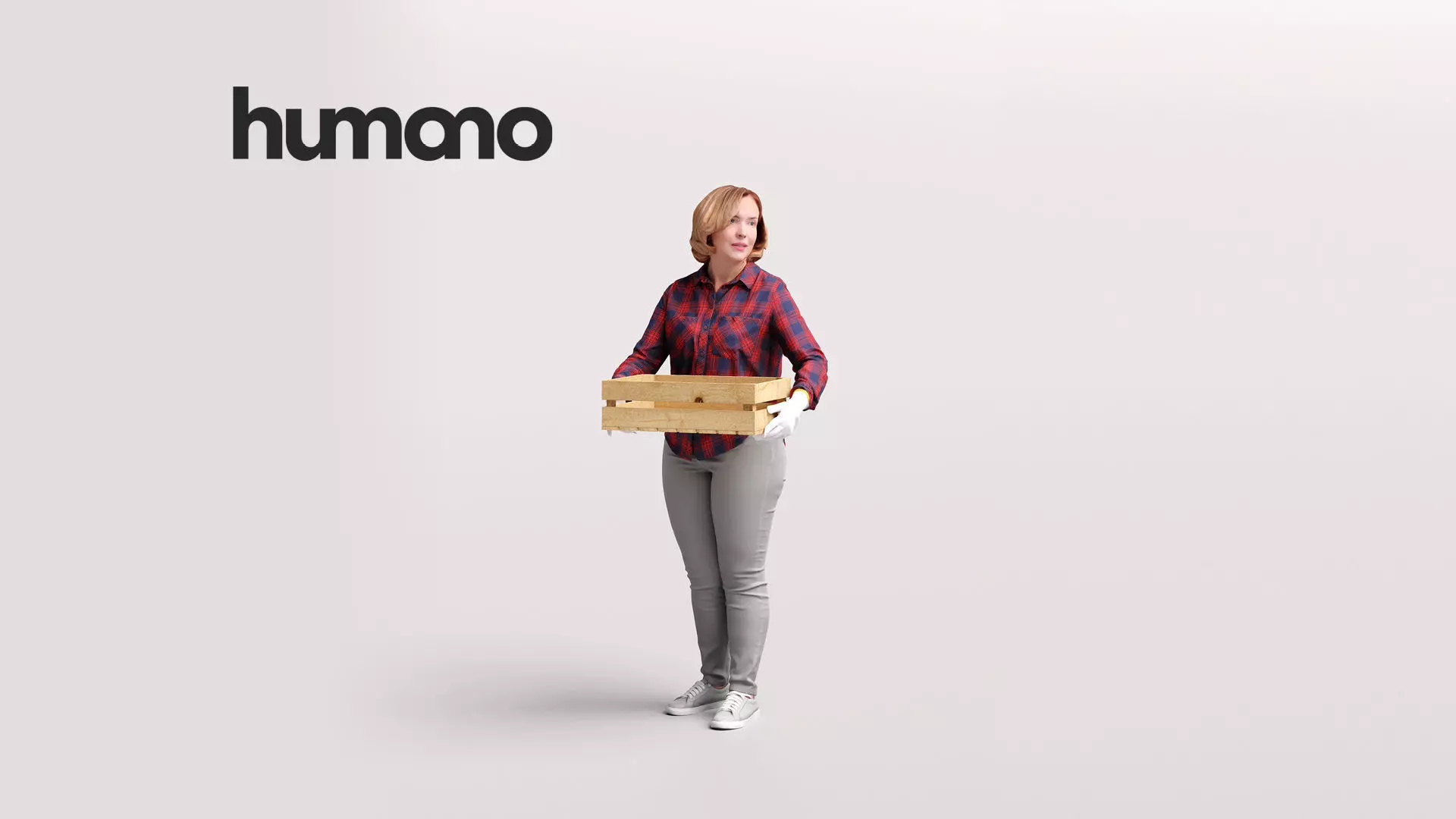 Humano Gardening Planting Woman with wooden box 2209-5 3D model