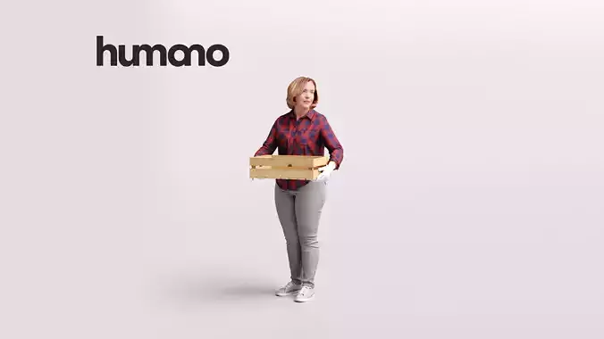 Humano Gardening Planting Woman with wooden box 2209-5 3D model