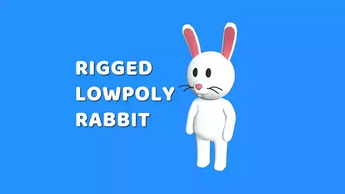 Lowpoly Humanoid Rabbit - Rigged Cartoon Rabbit  Low-poly 3D model