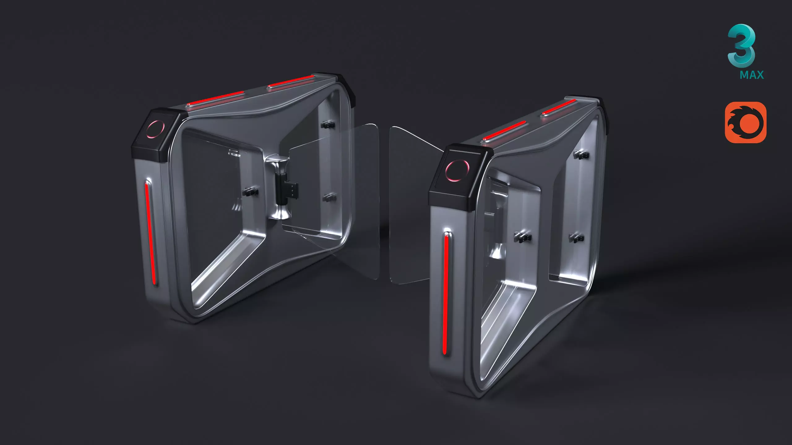 Turnstile Glass Gate Free 3D model