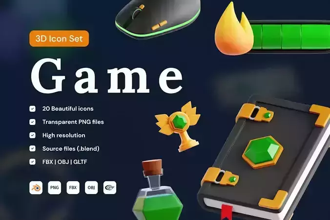 Game 3D Icon Set 3D model