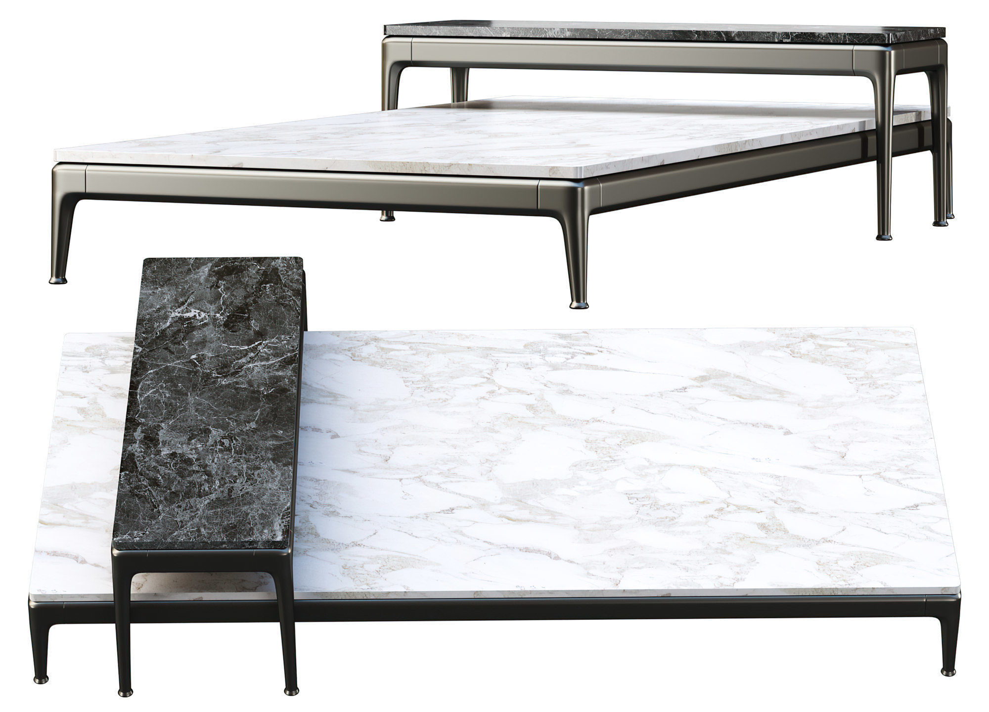 Tables Flexform Pico 283H3 and Flexform Pico 283H5  Low-poly 3D model_1