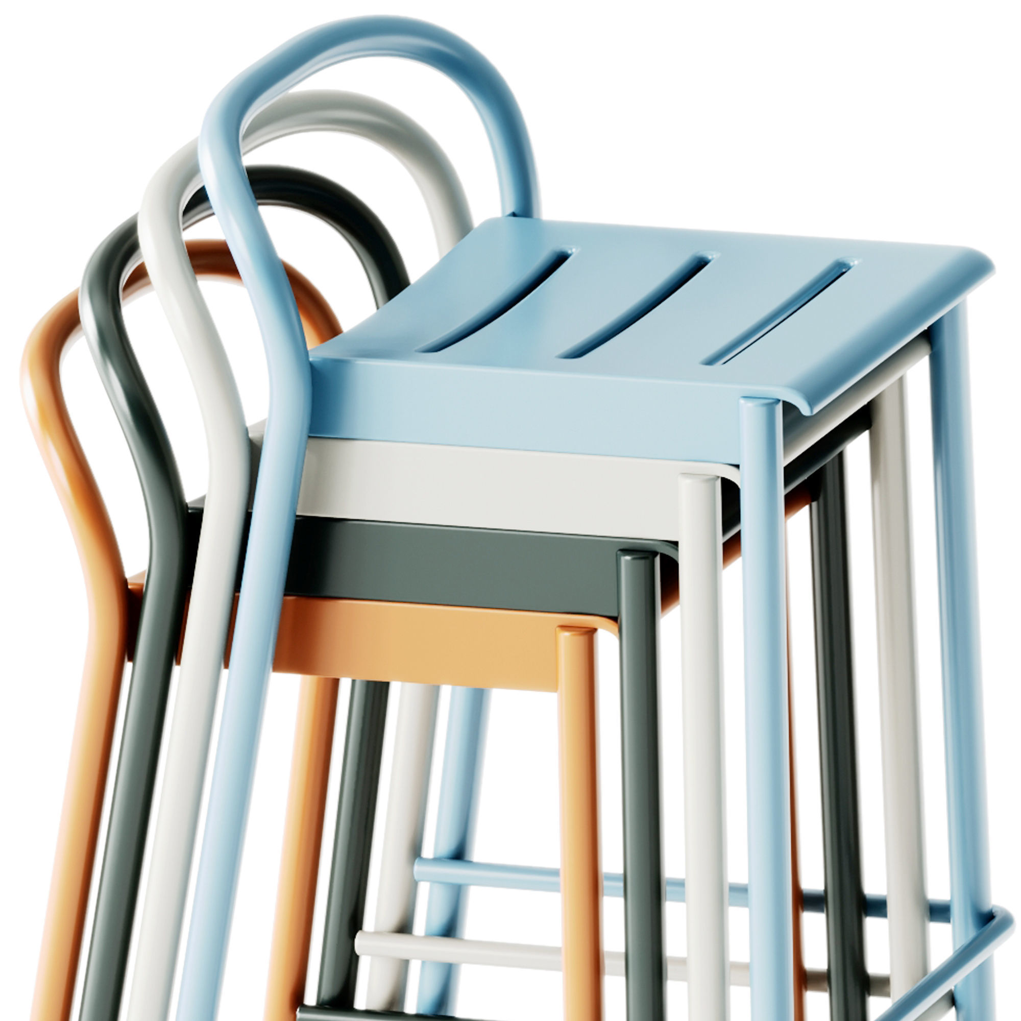 Muuto Linear Steel Bar and Counter Stool 3D model_2
