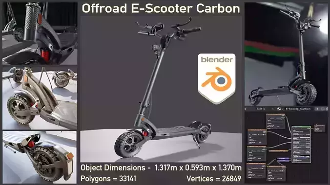 Offroad E-Scooter Carbon Version Low-poly 3D model