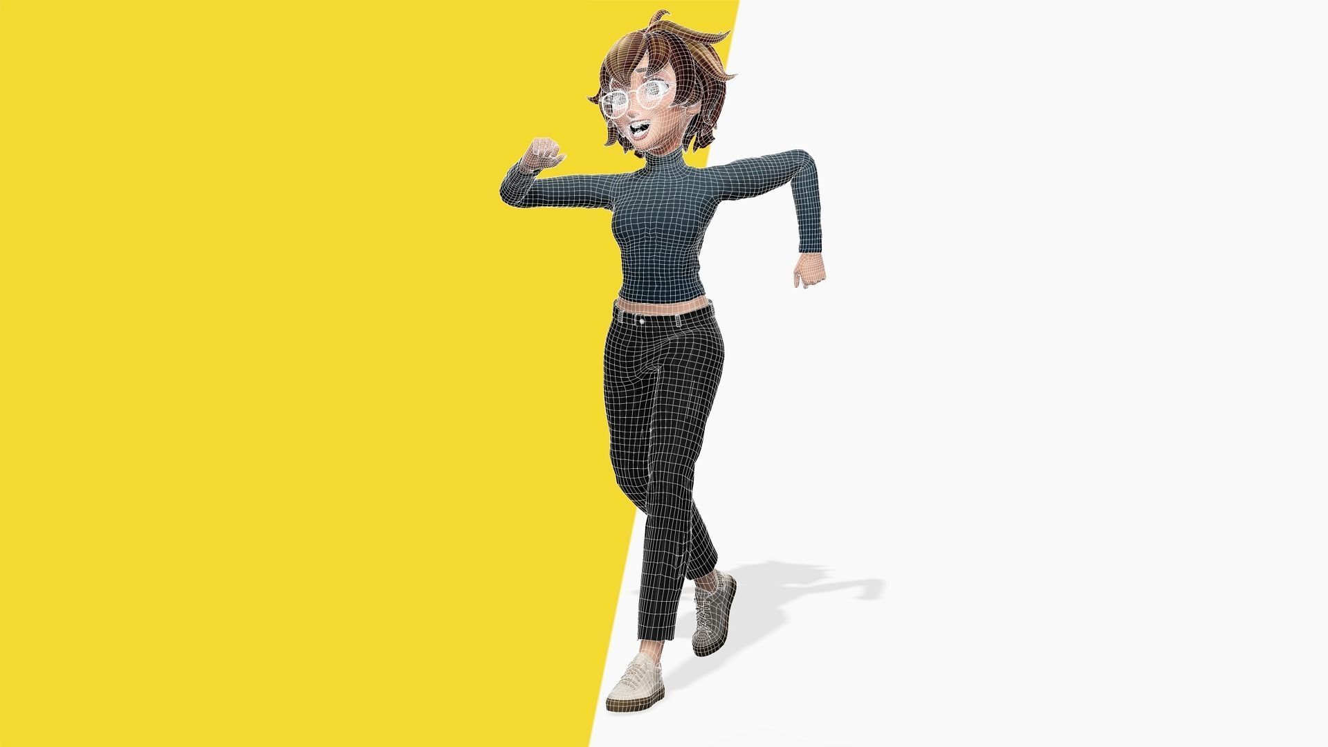 Mother Cartoon Woman Rigged 3D model RealTime girl 3D toon Low-poly 3D model_21