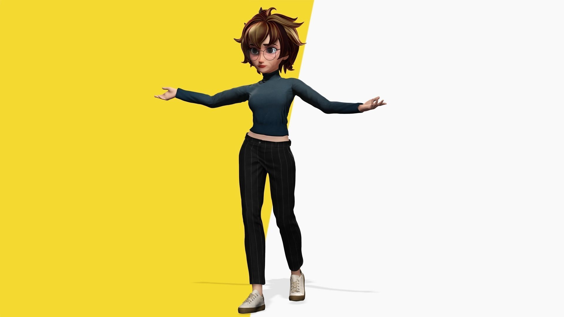 Mother Cartoon Woman Rigged 3D model RealTime girl 3D toon Low-poly 3D model_20