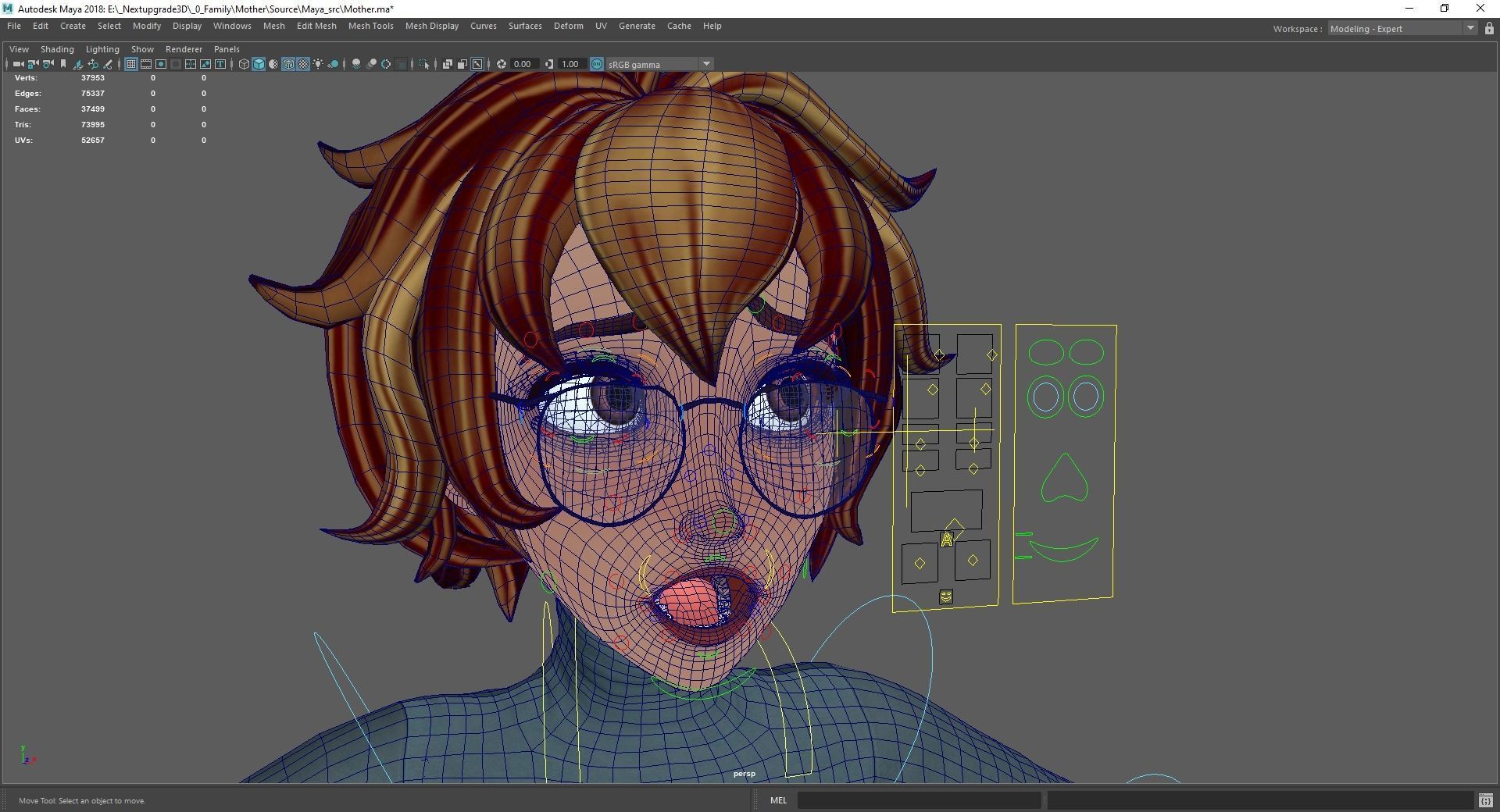 Mother Cartoon Woman Rigged 3D model RealTime girl 3D toon Low-poly 3D model_28