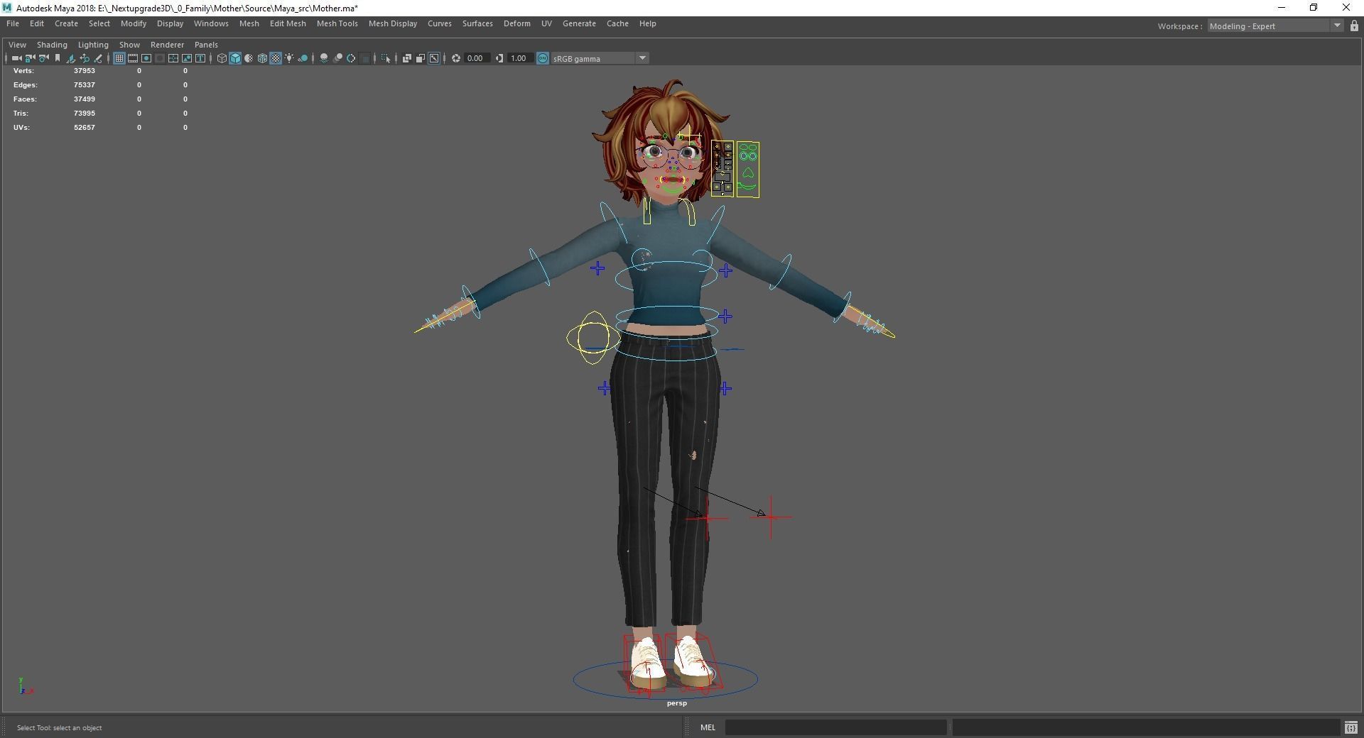 Mother Cartoon Woman Rigged 3D model RealTime girl 3D toon Low-poly 3D model_31