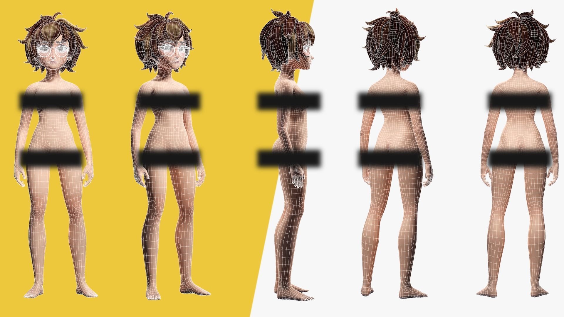 Mother Cartoon Woman Rigged 3D model RealTime girl 3D toon Low-poly 3D model_17