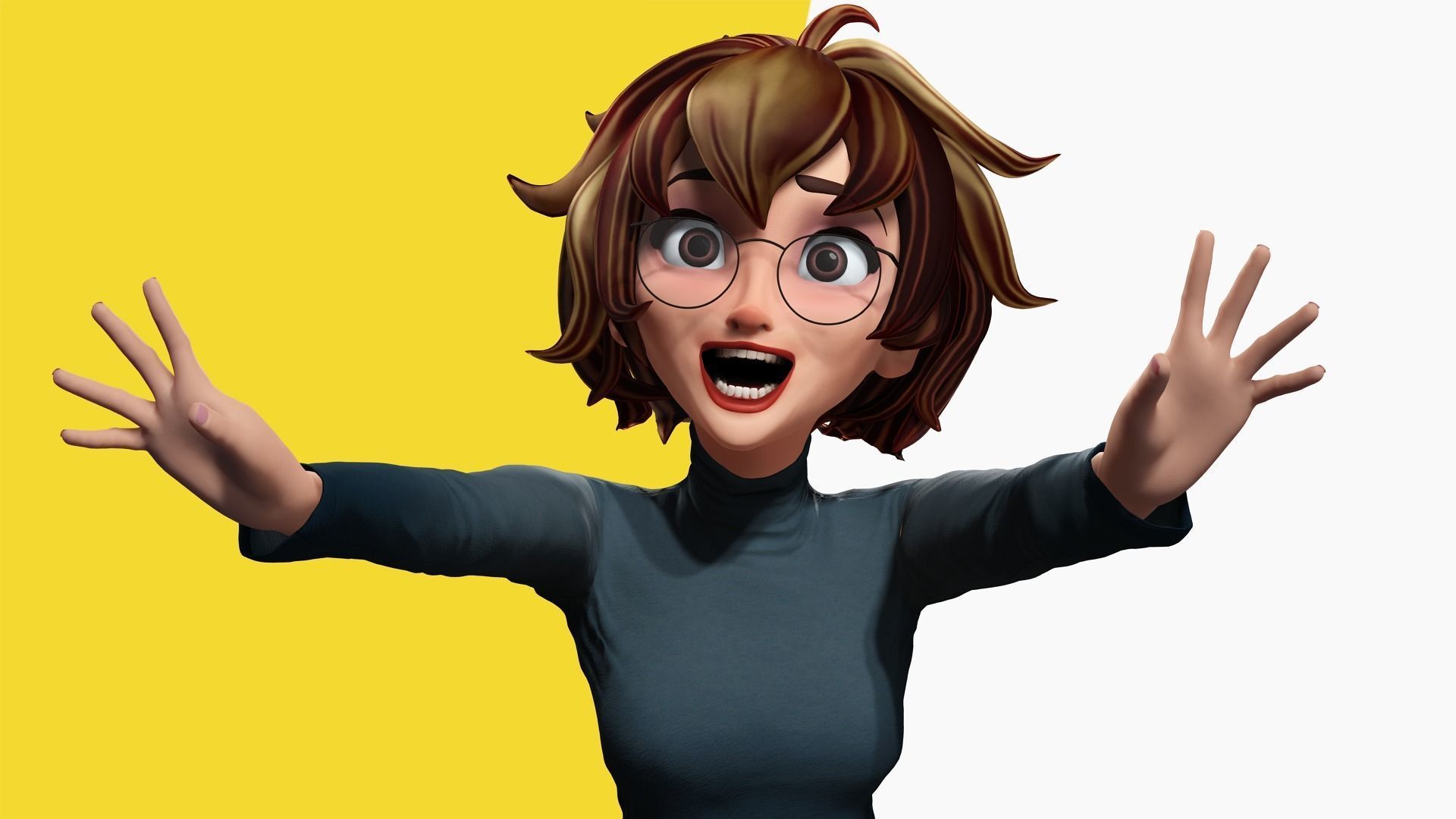 Mother Cartoon Woman Rigged 3D model RealTime girl 3D toon Low-poly 3D model_2