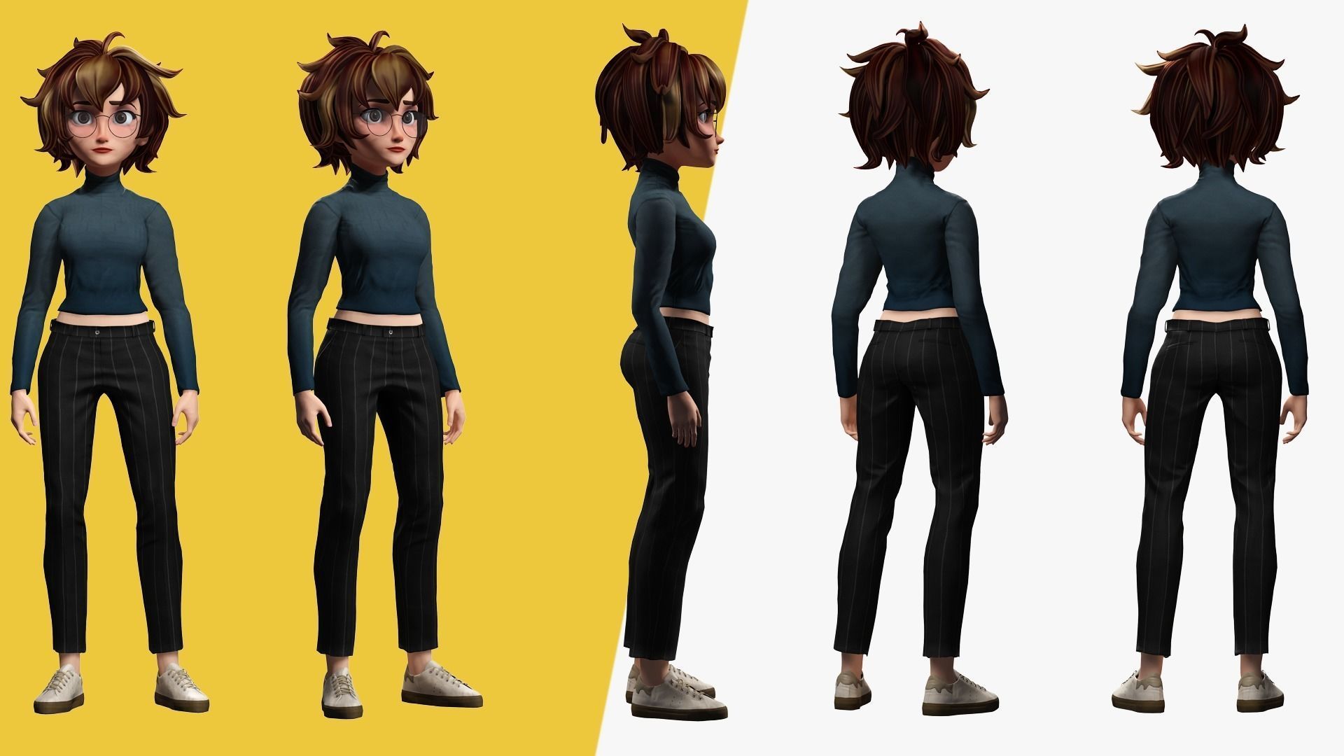 Mother Cartoon Woman Rigged 3D model RealTime girl 3D toon Low-poly 3D model_10