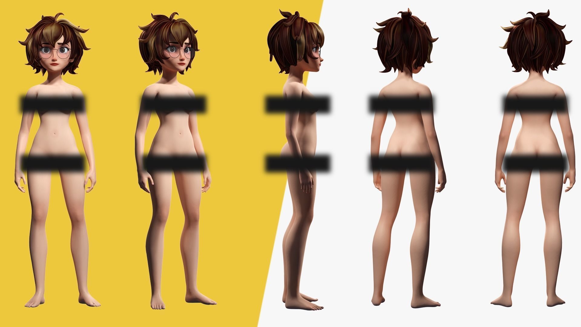 Mother Cartoon Woman Rigged 3D model RealTime girl 3D toon Low-poly 3D model_16