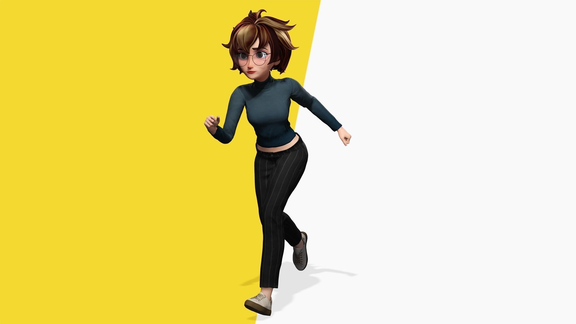 Mother Cartoon Woman Rigged 3D model RealTime girl 3D toon Low-poly 3D model_15