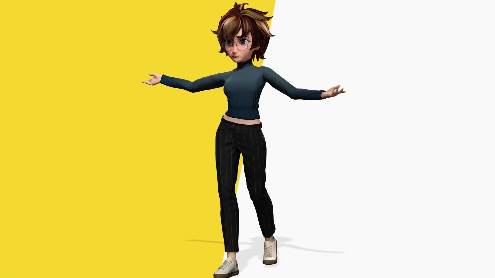 Mother Cartoon Woman Rigged 3D model RealTime girl 3D toon Low-poly 3D model_4