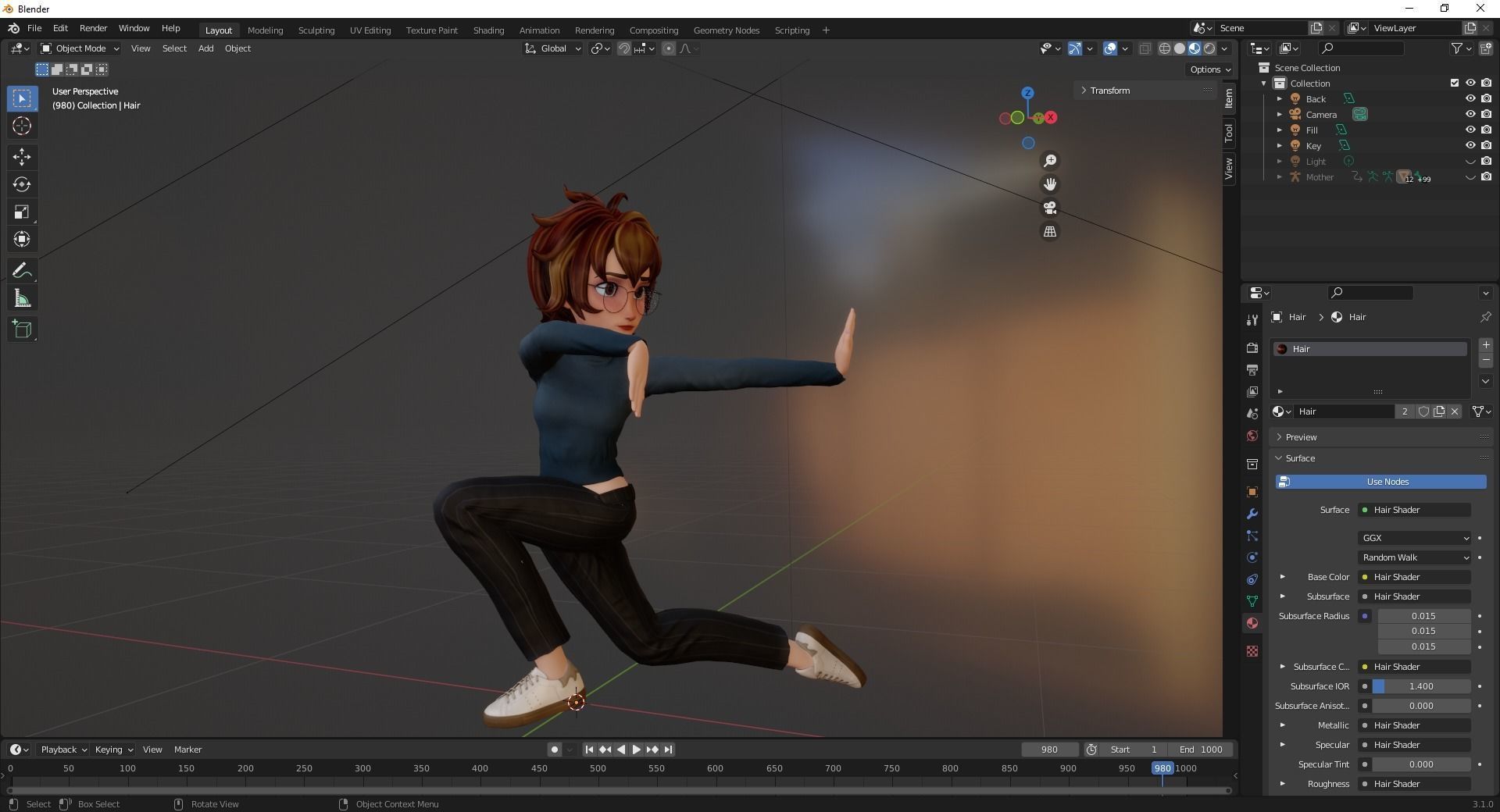 Mother Cartoon Woman Rigged 3D model RealTime girl 3D toon Low-poly 3D model_26